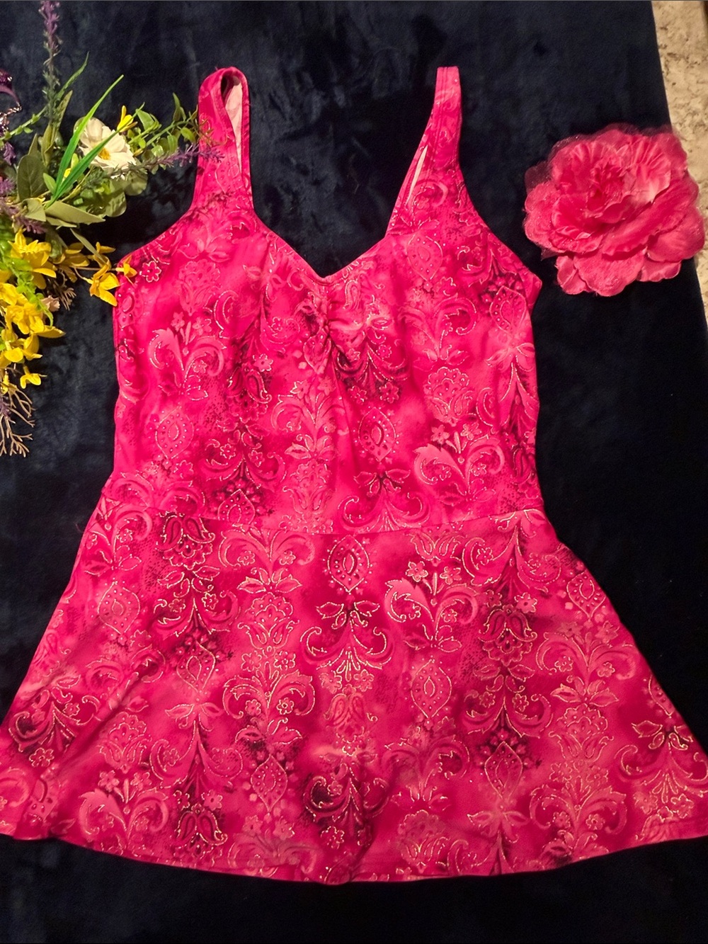 Jantzen Girls' Bright Pink Paisley Print Swinsuit🏊‍♀️🏊‍♂️